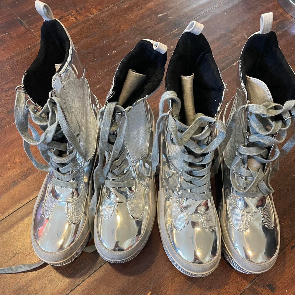Silver metallic boots